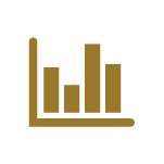 graph displaying different height columns in gold colour
