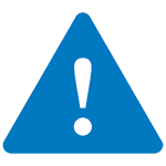 white exclamation mark in a blue triangle