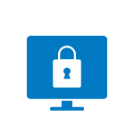 image of a blue computer monitor with a white padlock on it implying secure accesss