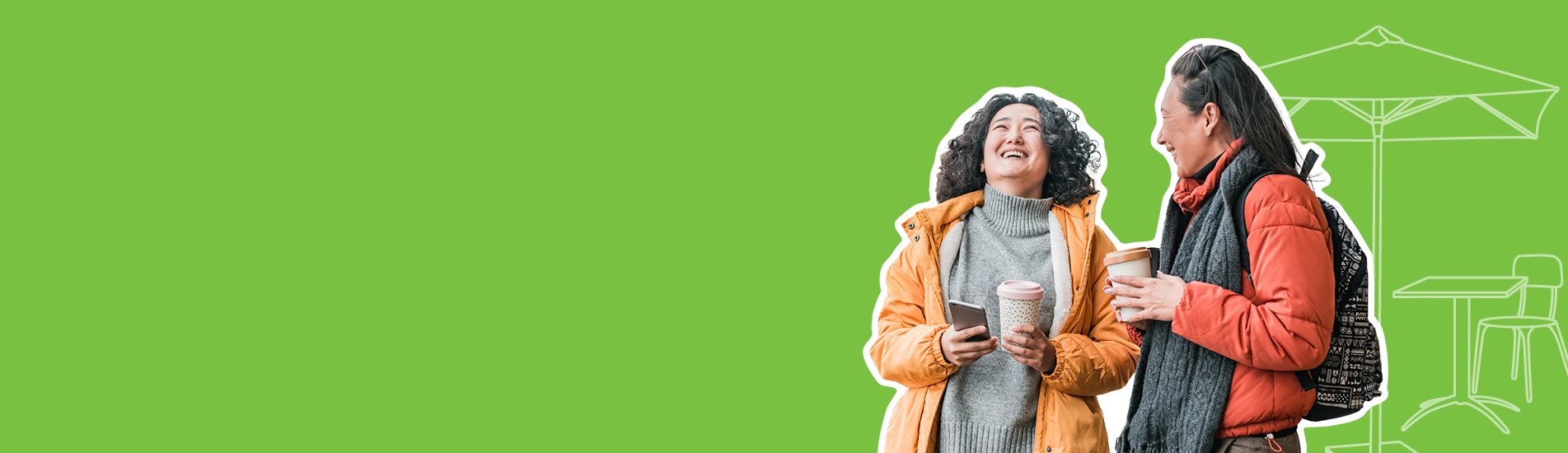 two women chatting over coffee